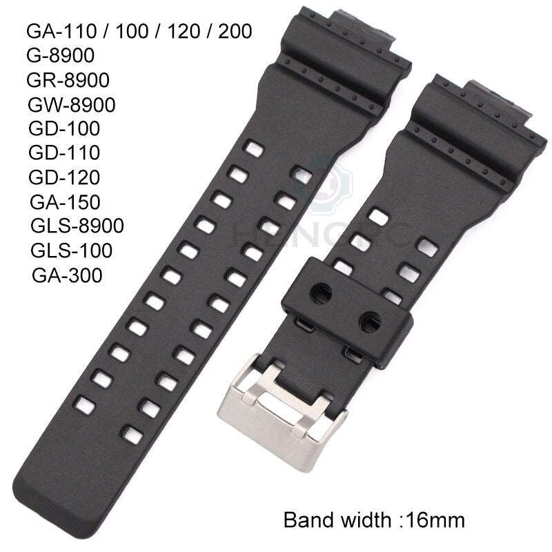 Silikon Gummi Uhrenarmband Männer Schwarz Sport Tauchen Uhrenarmbänder Edelstahl Dornschließe Uhrenzubehör