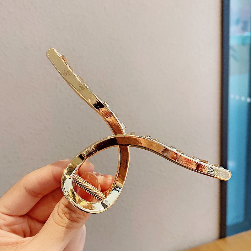 Elegante Gold Silber Hohl Geometrische Metall Haar Klaue Für Frauen Lange Dicke Haar Halter Haar Klaue Clip Mode Haar Zubehör