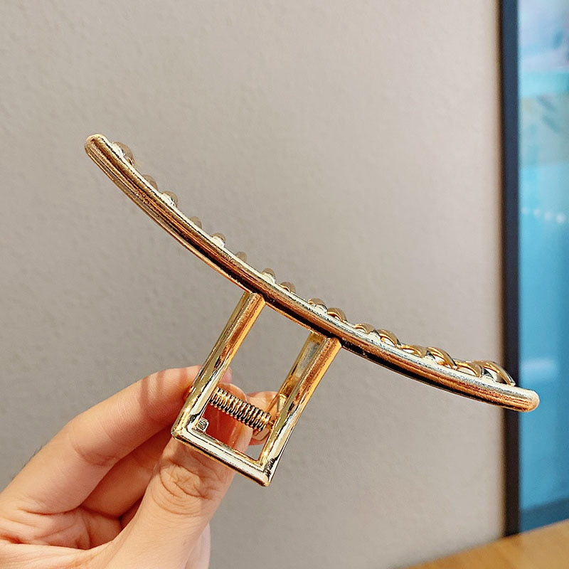 Elegante Gold Silber Hohl Geometrische Metall Haar Klaue Für Frauen Lange Dicke Haar Halter Haar Klaue Clip Mode Haar Zubehör