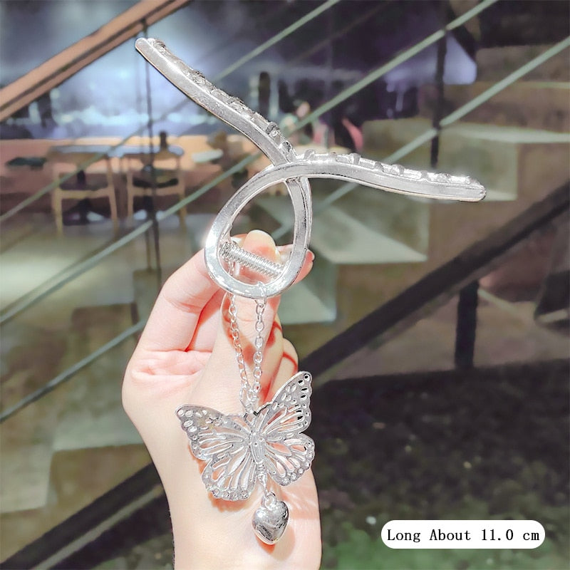 Elegante Gold Silber Hohl Geometrische Metall Haar Klaue Für Frauen Lange Dicke Haar Halter Haar Klaue Clip Mode Haar Zubehör