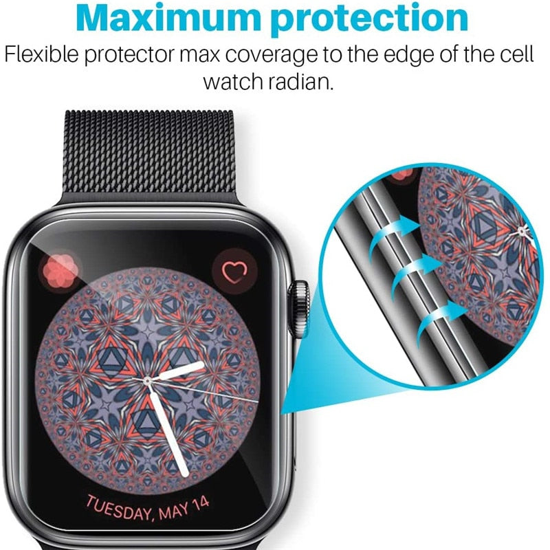 Displayschutzfolie, transparent, vollständiger Schutzfilm für Apple Watch 8, 7, 6 SE, 5, 4, 45 mm, 41 mm, 40 mm, 44 mm, kein Glas für iWatch 3, 2, 38 mm, 42 mm