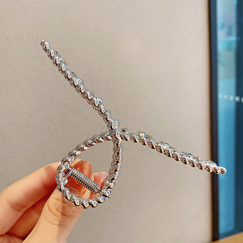 Elegante Gold Silber Hohl Geometrische Metall Haar Klaue Für Frauen Lange Dicke Haar Halter Haar Klaue Clip Mode Haar Zubehör