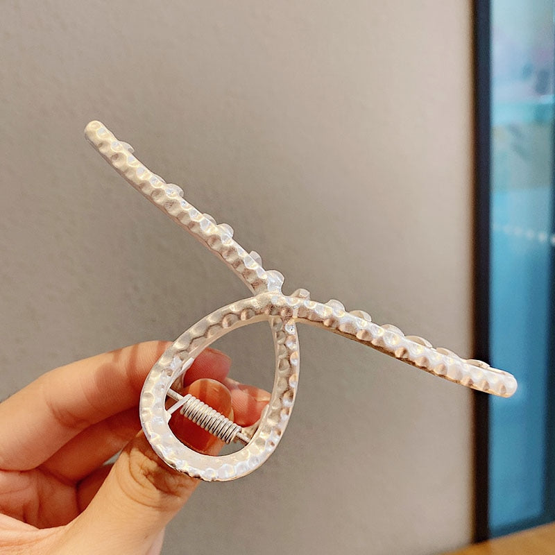 Elegante Gold Silber Hohl Geometrische Metall Haar Klaue Für Frauen Lange Dicke Haar Halter Haar Klaue Clip Mode Haar Zubehör