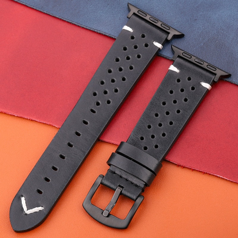 Echtes Lederarmband für Apple Watch Band Serie 7 6 5 4 Se Armband 44mm 45mm 40mm 41mm 42mm 38mm Damen Herren Iwatch Armband