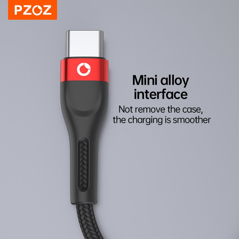 PZOZ USB Typ C Kabel Schnellladekabel Datenkabel USB C Kabel 2M 3M Für Samsung Xiaomi Mi Redmi Handy USBC Rollenmaschinenlinie Typc Ladegerät