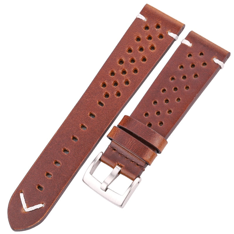 Echtleder-Armband, handgefertigt, Ölwachs, Rindsleder, 18 mm, 20 mm, 22 mm, 24 mm, 4 Farben, Vintage-Uhrenarmband-Zubehör