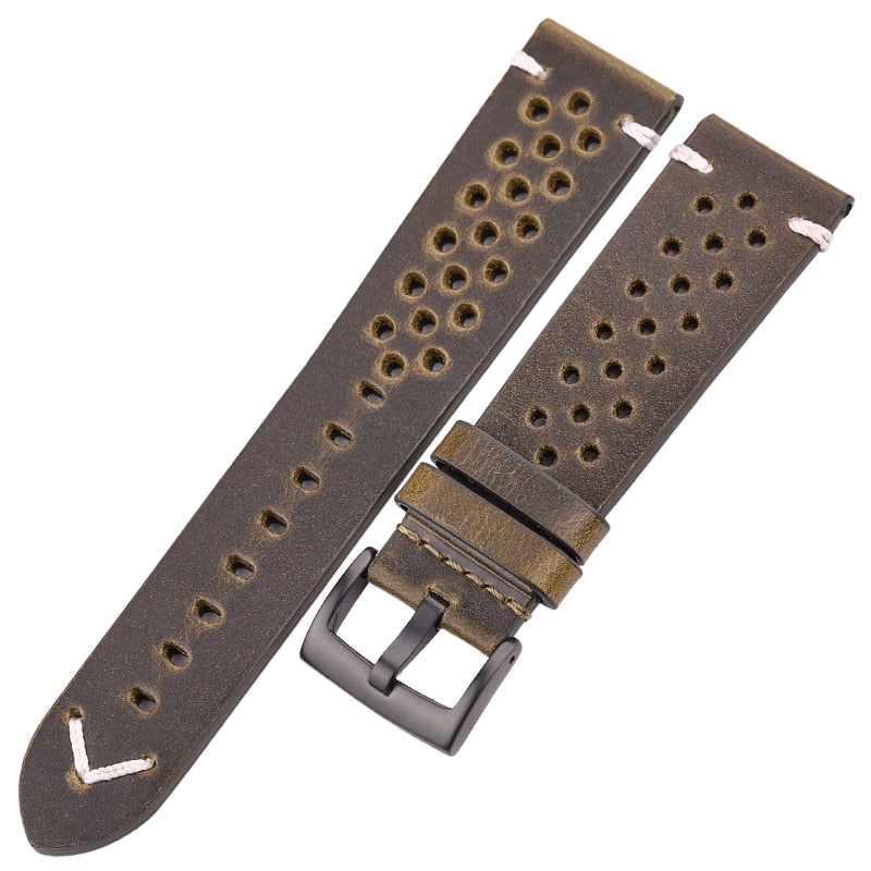 Echtleder-Armband, handgefertigt, Ölwachs, Rindsleder, 18 mm, 20 mm, 22 mm, 24 mm, 4 Farben, Vintage-Uhrenarmband-Zubehör