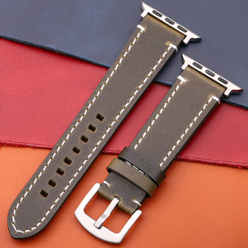 Echtes Lederarmband für Apple Watch Band Serie 7 6 5 4 Se Armband 44mm 45mm 40mm 41mm 42mm 38mm Damen Herren Iwatch Armband