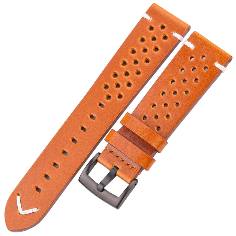Echtleder-Armband, handgefertigt, Ölwachs, Rindsleder, 18 mm, 20 mm, 22 mm, 24 mm, 4 Farben, Vintage-Uhrenarmband-Zubehör
