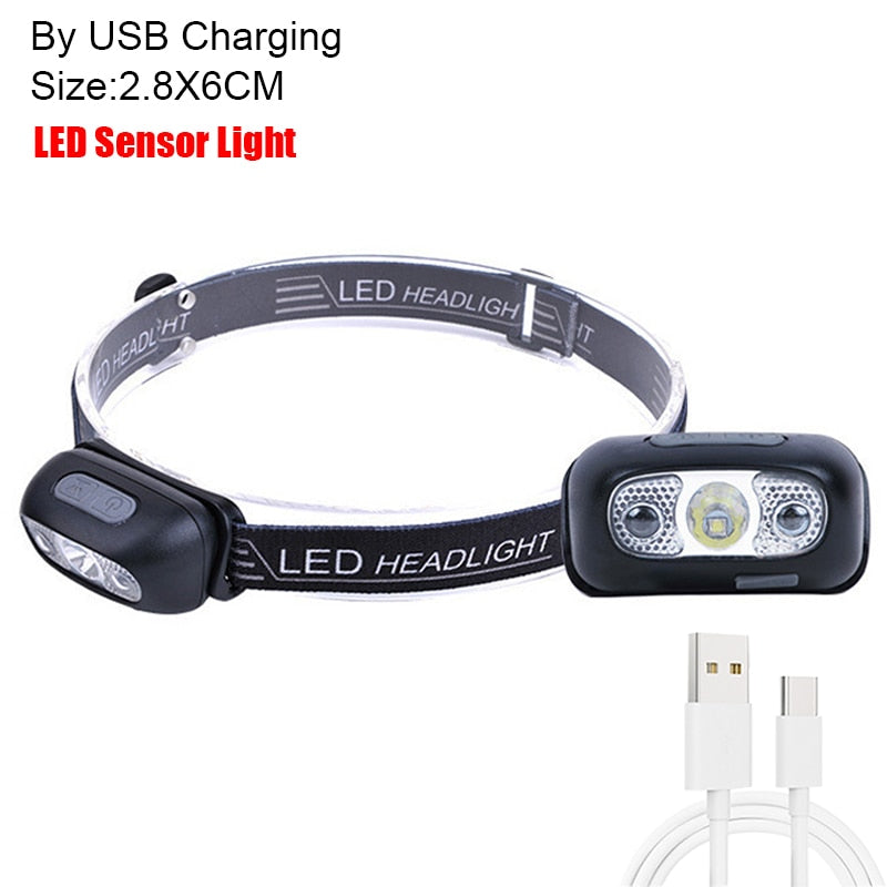Tragbare Mini LED Scheinwerfer USB Aufladbare Körper Motion Sensor Scheinwerfer Outdoor Camping Angeln Licht Leistungsstarke Taschenlampe Kopf Lampe