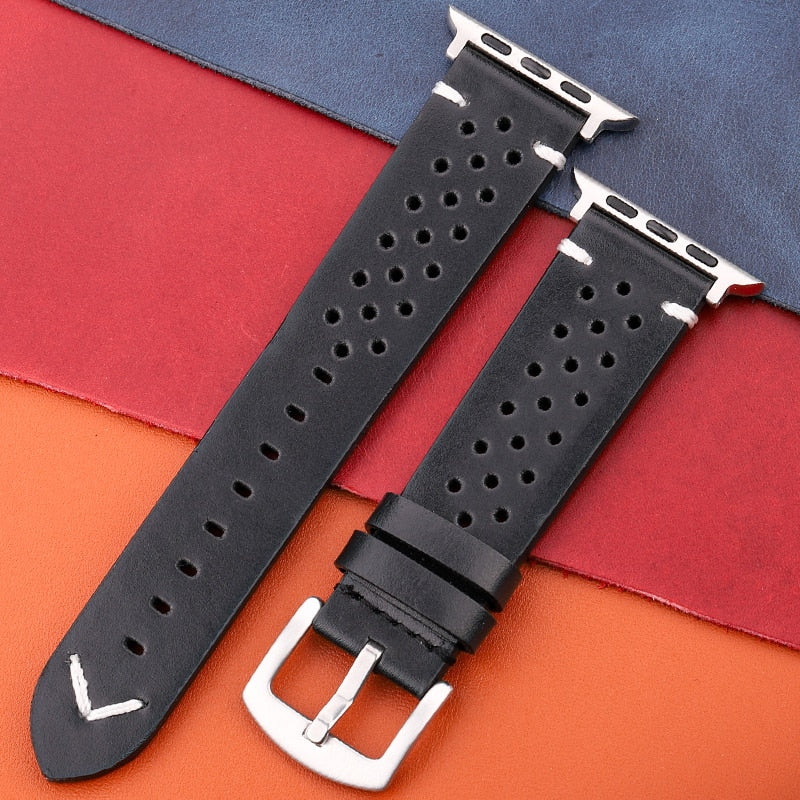 Echtes Lederarmband für Apple Watch Band Serie 7 6 5 4 Se Armband 44mm 45mm 40mm 41mm 42mm 38mm Damen Herren Iwatch Armband