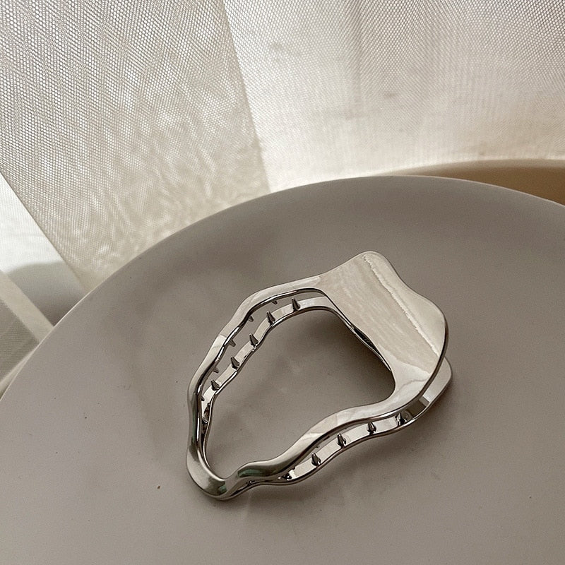 Elegante Gold Silber Hohl Geometrische Metall Haar Klaue Für Frauen Lange Dicke Haar Halter Haar Klaue Clip Mode Haar Zubehör