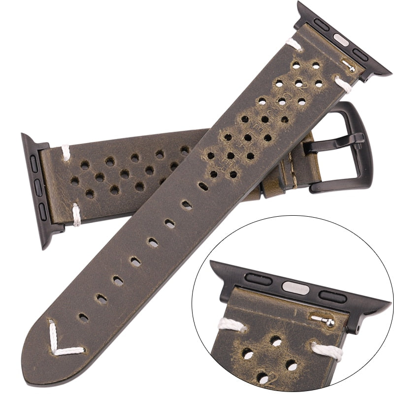 Echtes Lederarmband für Apple Watch Band Serie 7 6 5 4 Se Armband 44mm 45mm 40mm 41mm 42mm 38mm Damen Herren Iwatch Armband