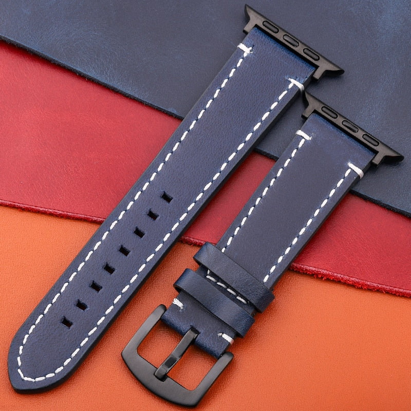 Echtes Lederarmband für Apple Watch Band Serie 7 6 5 4 Se Armband 44mm 45mm 40mm 41mm 42mm 38mm Damen Herren Iwatch Armband