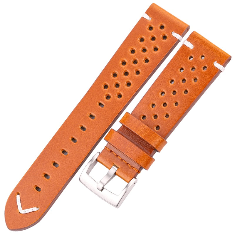 Echtleder-Armband, handgefertigt, Ölwachs, Rindsleder, 18 mm, 20 mm, 22 mm, 24 mm, 4 Farben, Vintage-Uhrenarmband-Zubehör