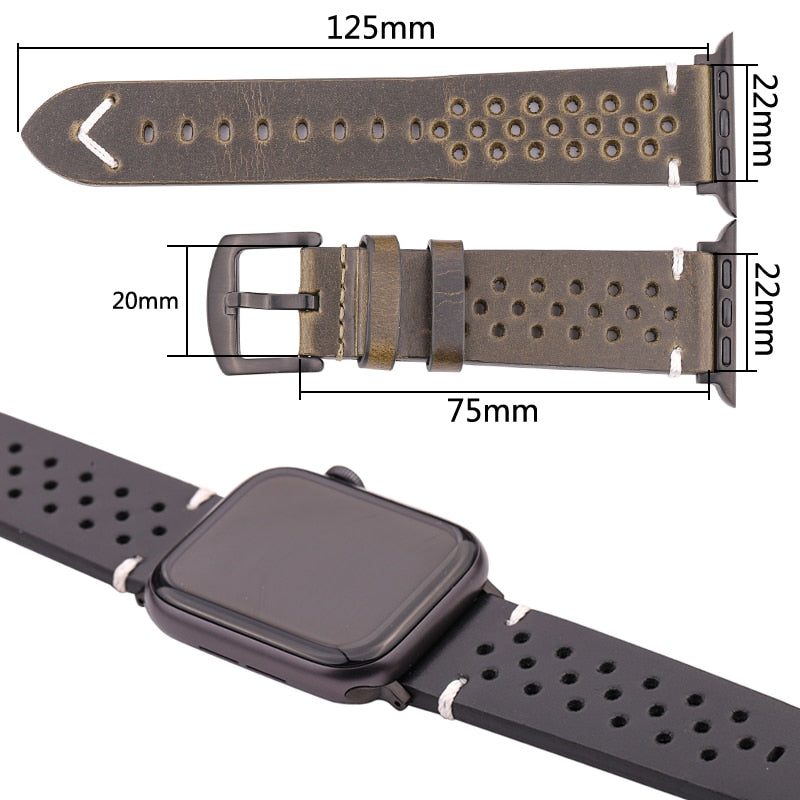 Echtes Lederarmband für Apple Watch Band Serie 7 6 5 4 Se Armband 44mm 45mm 40mm 41mm 42mm 38mm Damen Herren Iwatch Armband