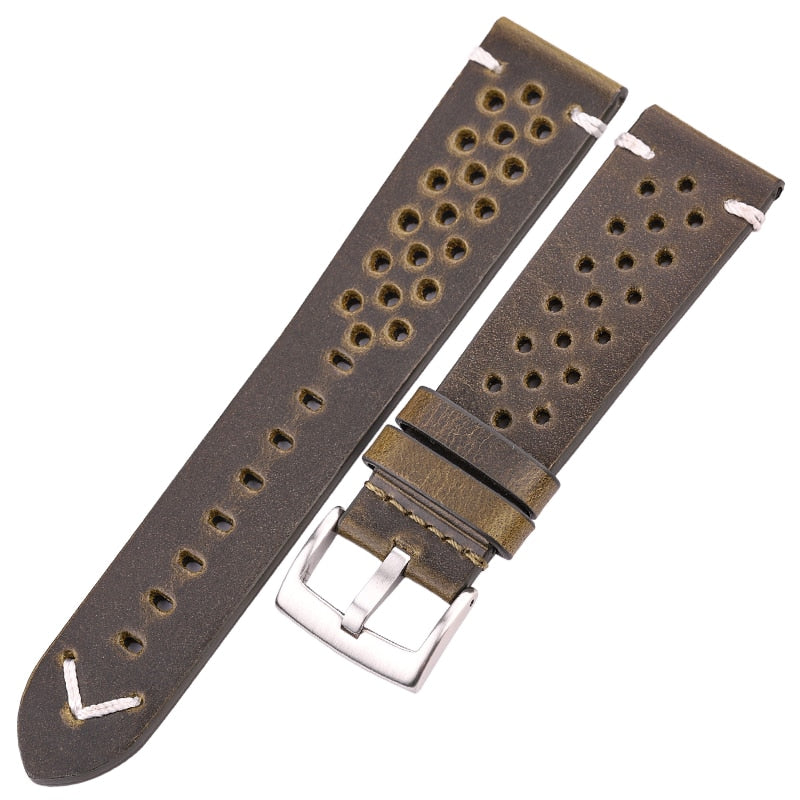 Echtleder-Armband, handgefertigt, Ölwachs, Rindsleder, 18 mm, 20 mm, 22 mm, 24 mm, 4 Farben, Vintage-Uhrenarmband-Zubehör
