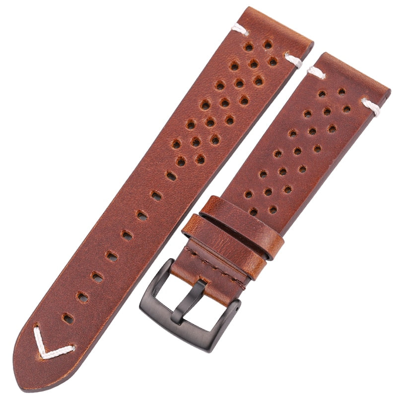 Echtleder-Armband, handgefertigt, Ölwachs, Rindsleder, 18 mm, 20 mm, 22 mm, 24 mm, 4 Farben, Vintage-Uhrenarmband-Zubehör