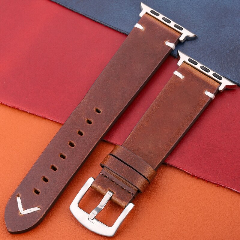 Echtes Lederarmband für Apple Watch Band Serie 7 6 5 4 Se Armband 44mm 45mm 40mm 41mm 42mm 38mm Damen Herren Iwatch Armband
