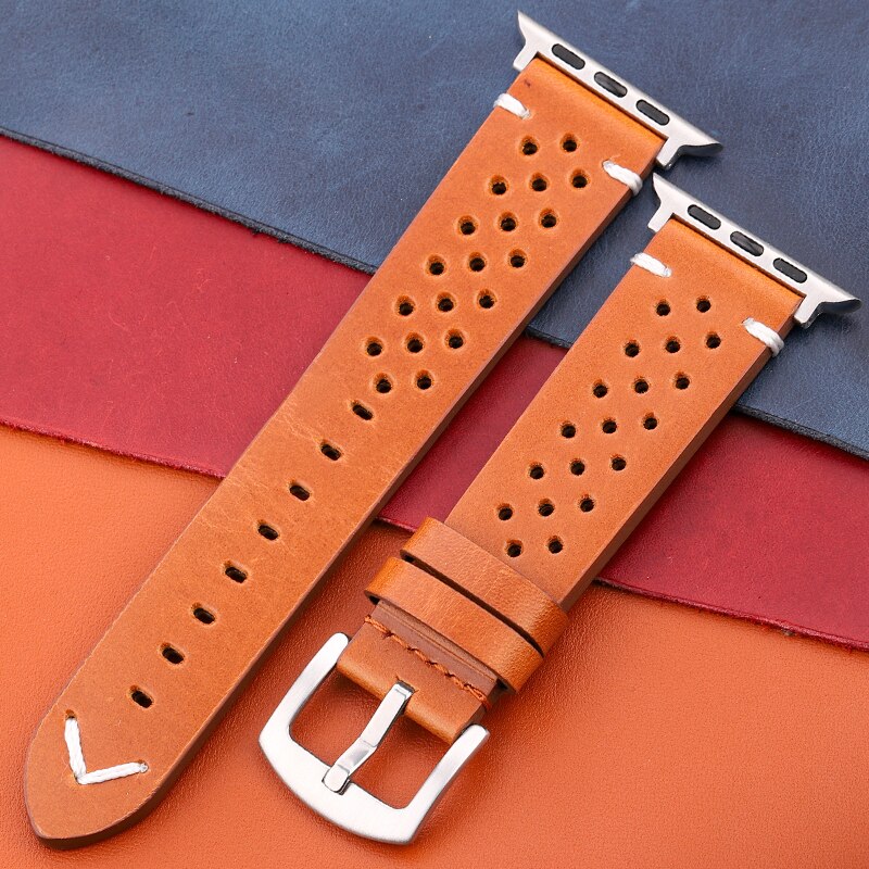 Echtes Lederarmband für Apple Watch Band Serie 7 6 5 4 Se Armband 44mm 45mm 40mm 41mm 42mm 38mm Damen Herren Iwatch Armband