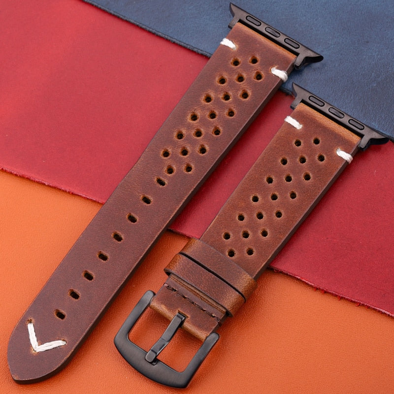 Echtes Lederarmband für Apple Watch Band Serie 7 6 5 4 Se Armband 44mm 45mm 40mm 41mm 42mm 38mm Damen Herren Iwatch Armband