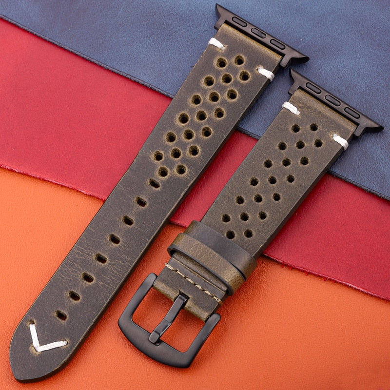 Echtes Lederarmband für Apple Watch Band Serie 7 6 5 4 Se Armband 44mm 45mm 40mm 41mm 42mm 38mm Damen Herren Iwatch Armband