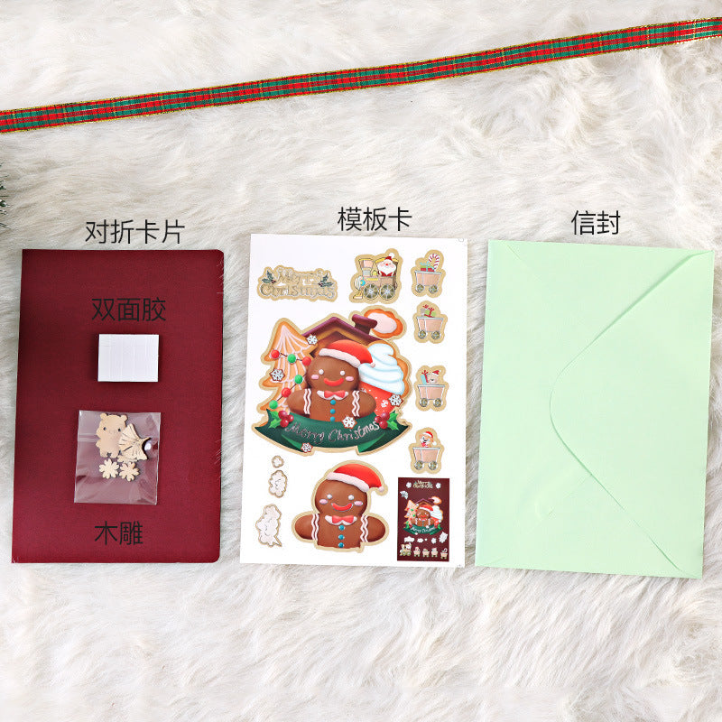 DIY-Grußkarte für Weihnachten, kreativ, handgefertigt, niedliche Cartoon-Nachricht