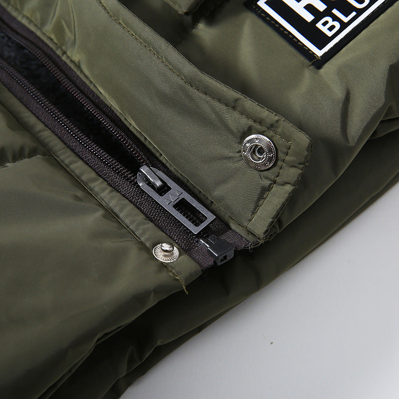 Wattierte, warme Baumwolljacke für Jungen mit großem Pelzkragen