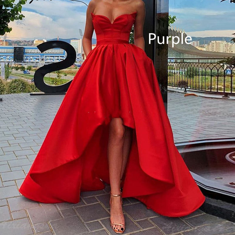 Damen Abendkleid Sexy Tube Top Satin