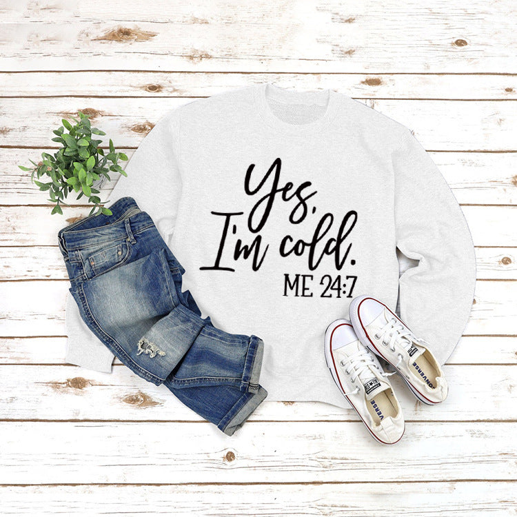 Loose Casual Letters Round Neck Print Sweatshirt