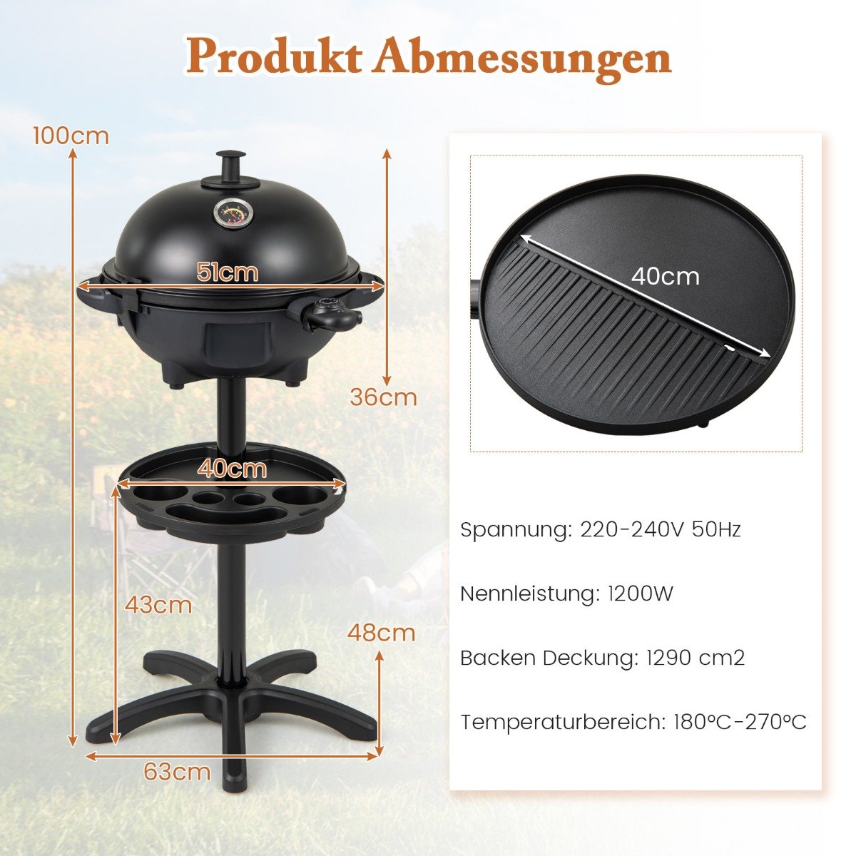 Elektrischer BBQ-Grill 1200 W-Elektrogrill mit 2-Zonen-Antihaft-Grillplatte Schwarz