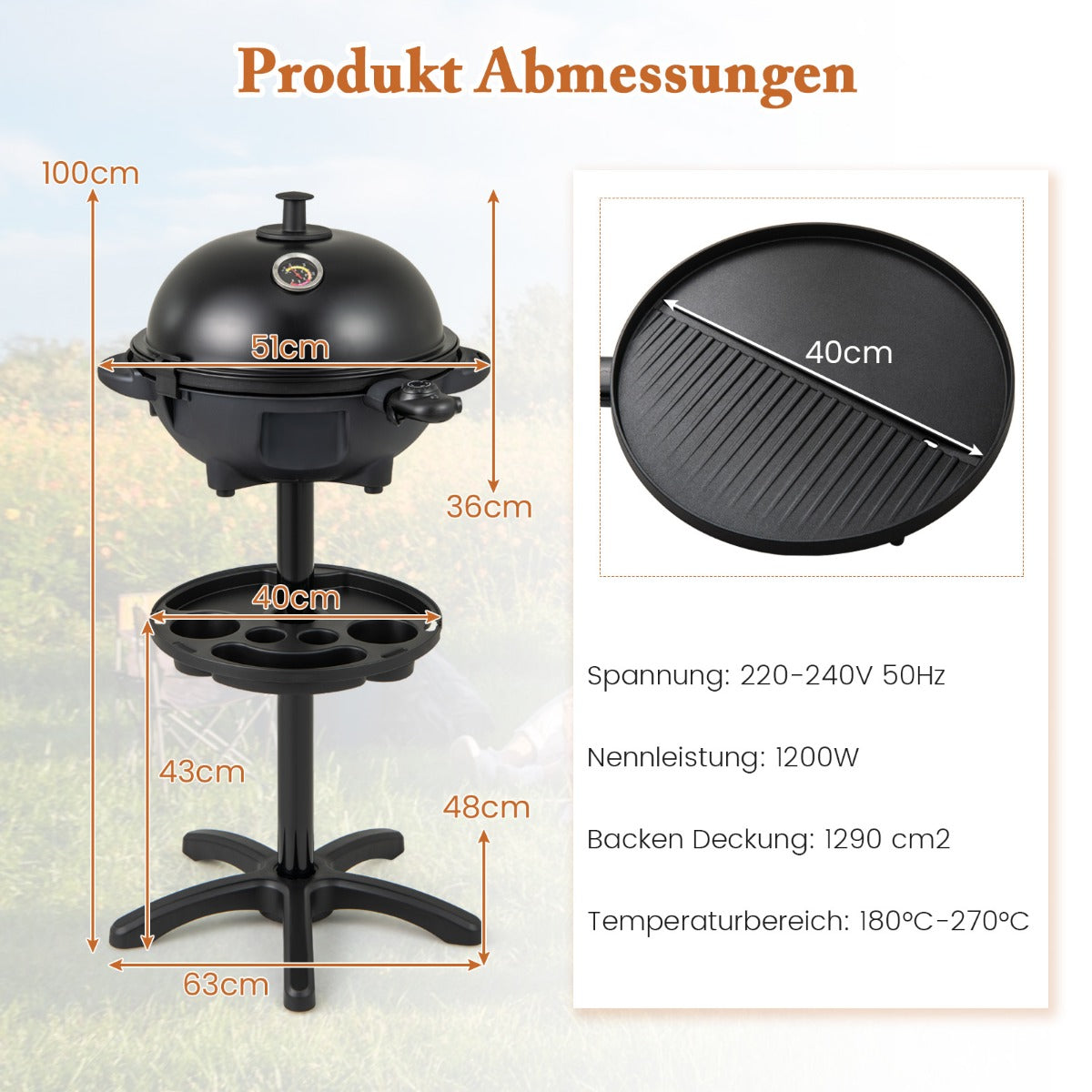 Elektrischer BBQ-Grill 1200 W-Elektrogrill mit 2-Zonen-Antihaft-Grillplatte Schwarz