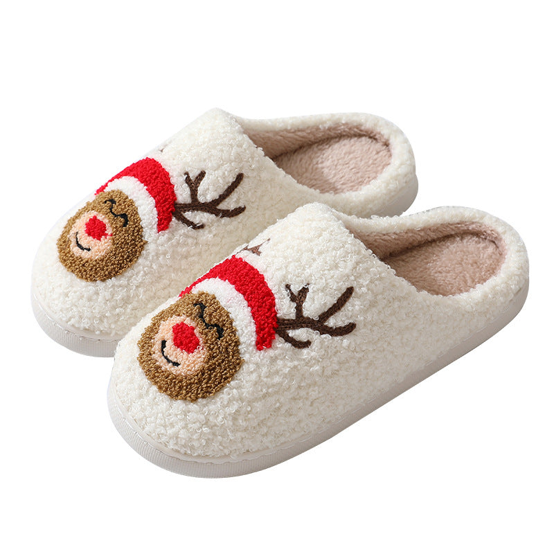 Weihnachten Home Hausschuhe Niedlichen Cartoon Santa Claus Baumwolle Hausschuhe Für Frauen Und Männer Paare Winter Warme Pelzige Schuhe