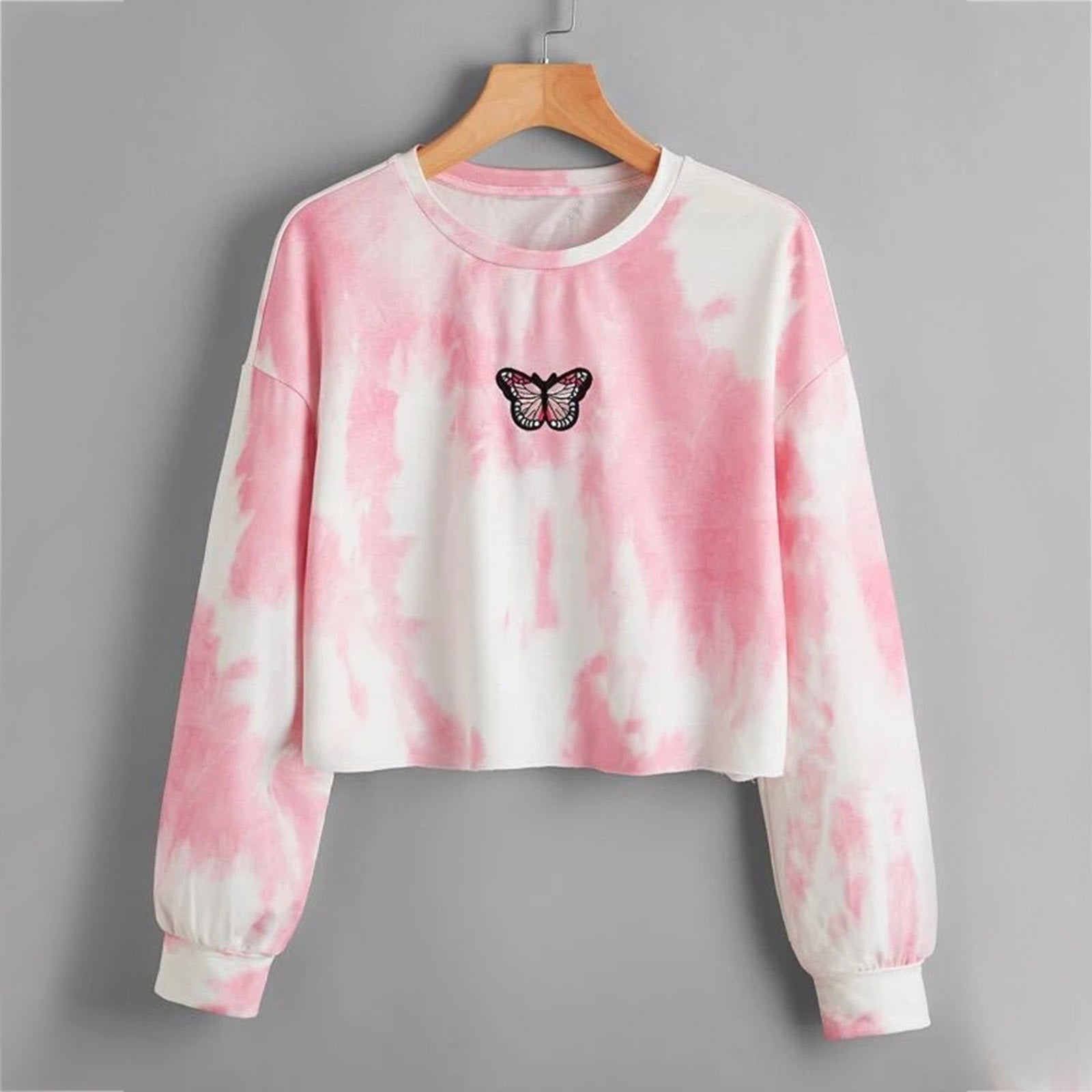 Hoodies Women Rainbow Tie Dye Print Women's Sweatshirt Autumn Cropped Hoodie Harajuku Streetwear Crop Top Hoodie Moletom