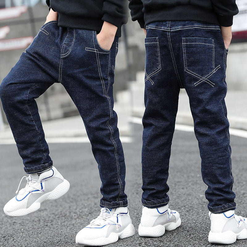 Jungen Jeans Herbst und Winter neuer einteiliger Samt