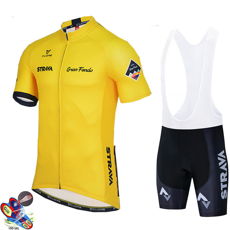 New Strava Cycling Jersey Short Sleeve Suit Summer Road Bike Mountain Bike Bicycle Breathable Perspiration