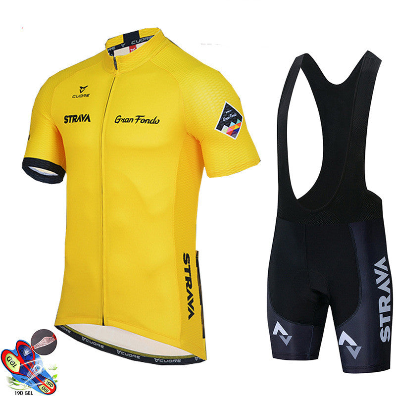 New Strava Cycling Jersey Short Sleeve Suit Summer Road Bike Mountain Bike Bicycle Breathable Perspiration