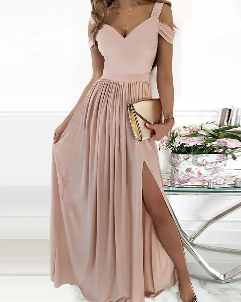 Langes, bodenlanges, elegantes Chiffon-Plisseekleid im griechischen Stil