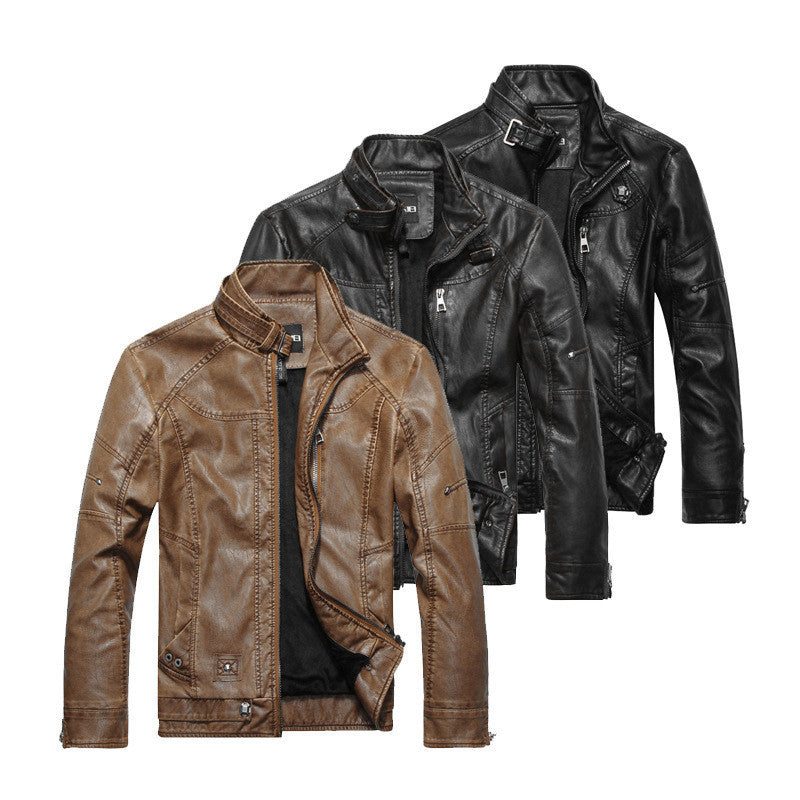 Men's Fashion Slim-fitting Biker PU Leather Coat