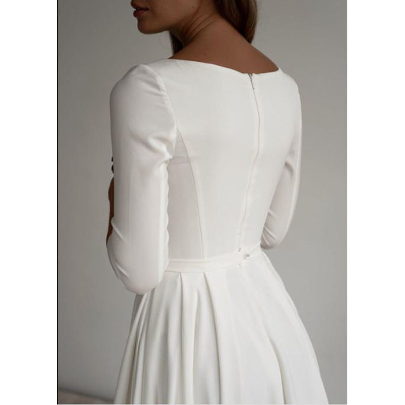Langes, temperamentvolles, schmal geschnittenes Bankett-Hochzeitsabendkleid