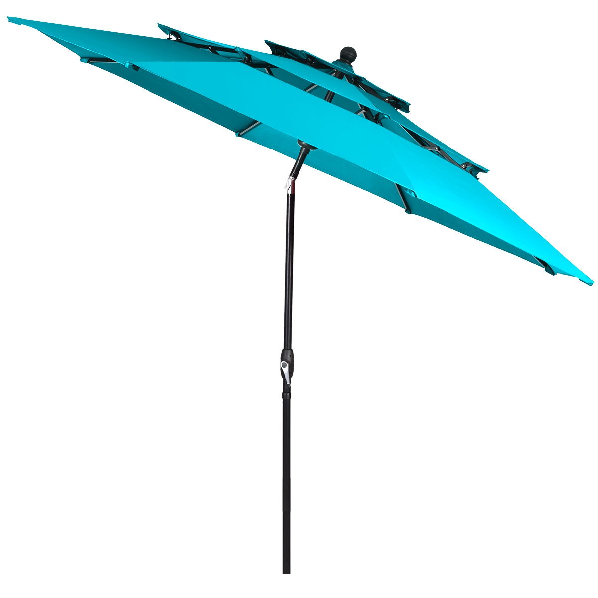 300 cm Sonnenschirm aus Aluminium mit 3-stufigem Dach Automatisch Neigbarer Standschirm GrÃ¼n