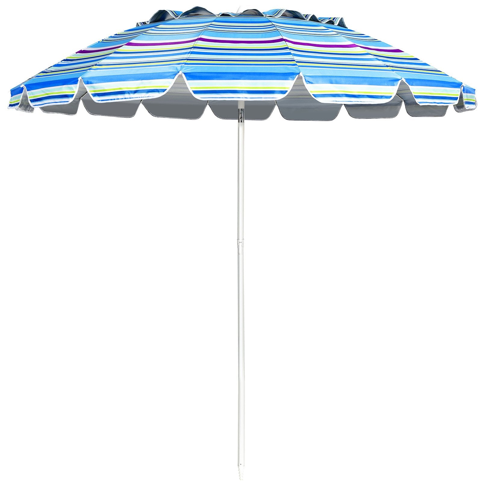 243cm Strand-Sonnenschirm Outdoor-Sonnenschirm Strandschirm Alu neigbar Terrassenschirm -Hellblau