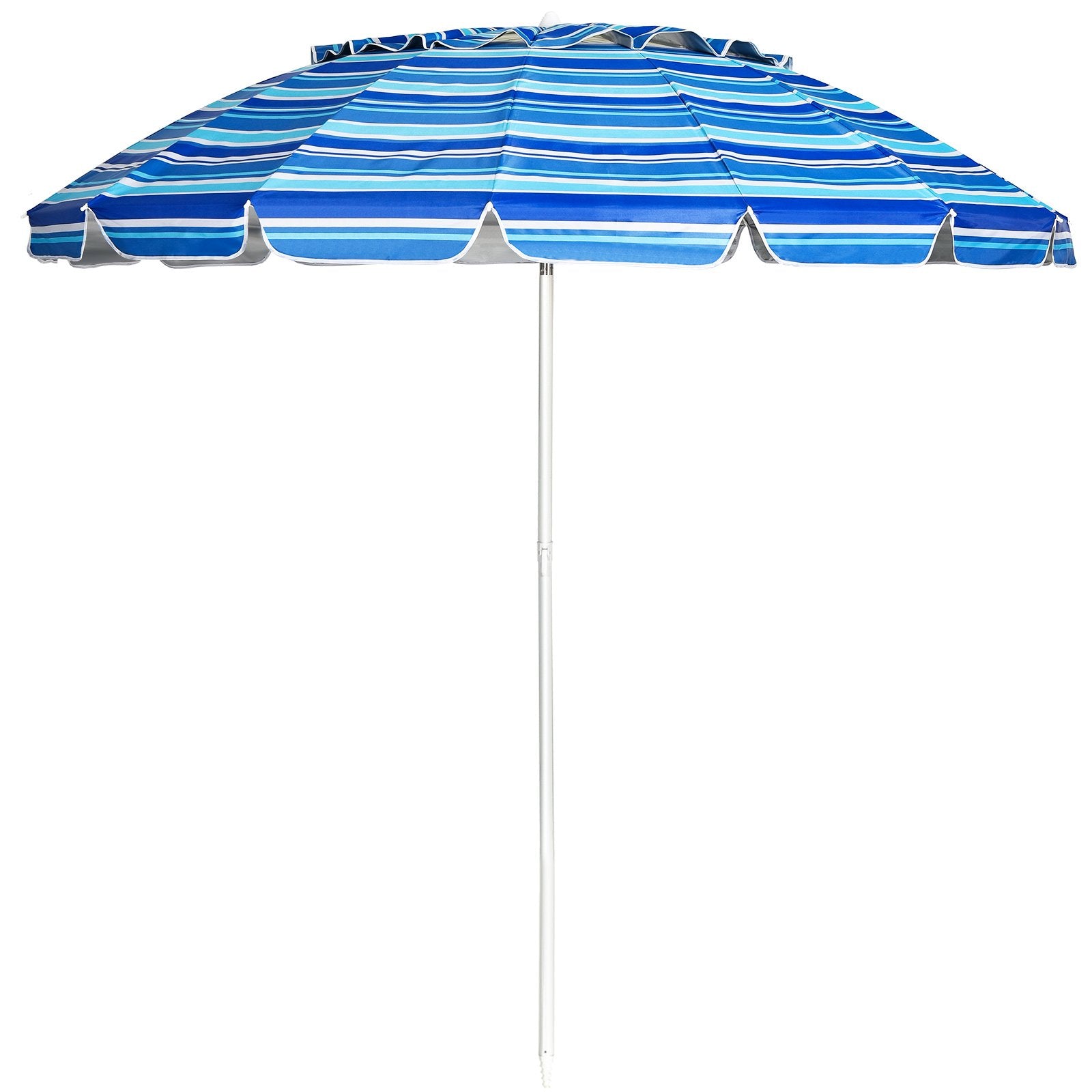 243 cm Strand-Sonnenschirm Outdoor-Sonnenschirm Strandschirm Alu neigbar Terrassenschirm -Dunkelblau