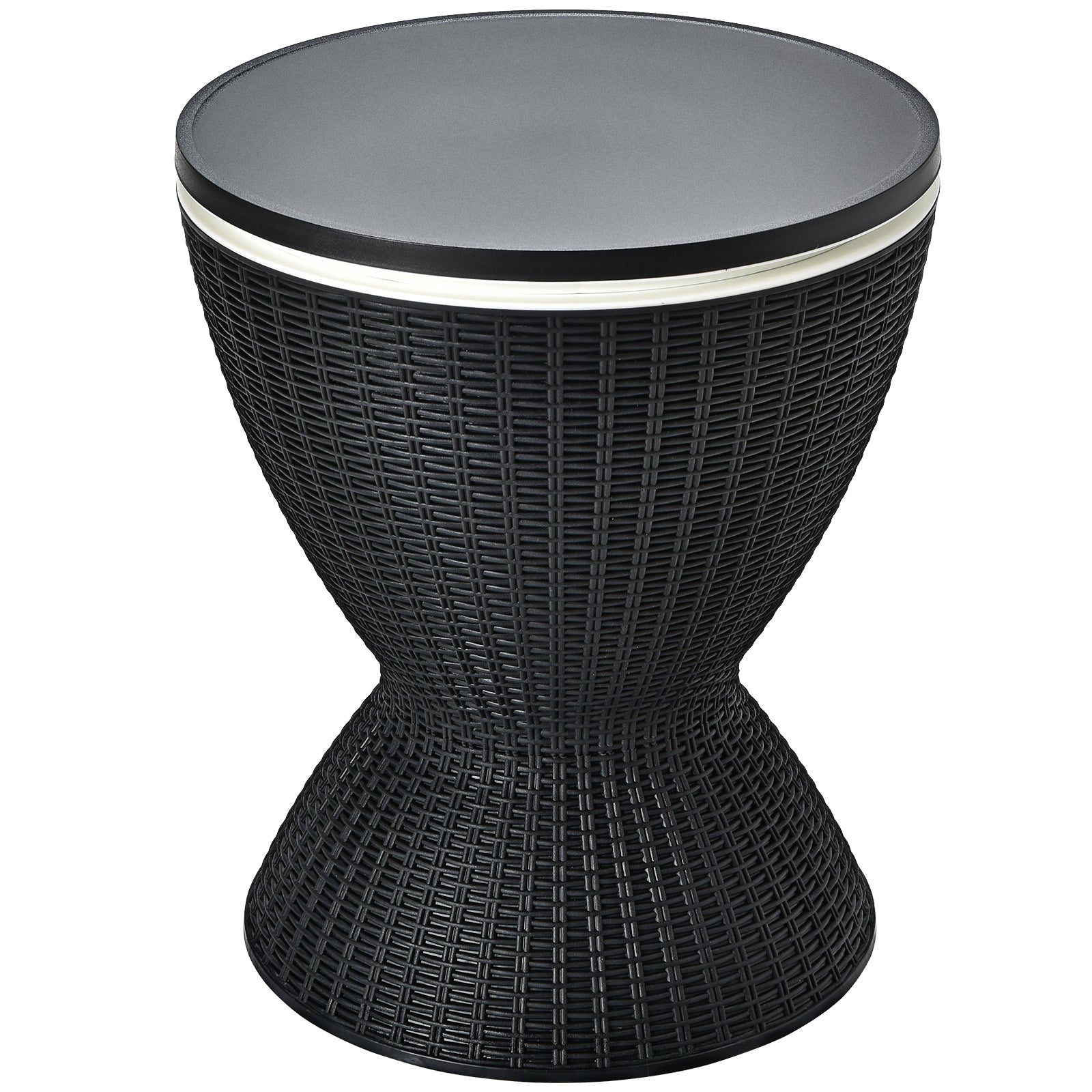 3 in 1 Beistelltisch 30L Kühlbox Hocker Gartentisch höhenverstellbar Eiskühler Schwarz