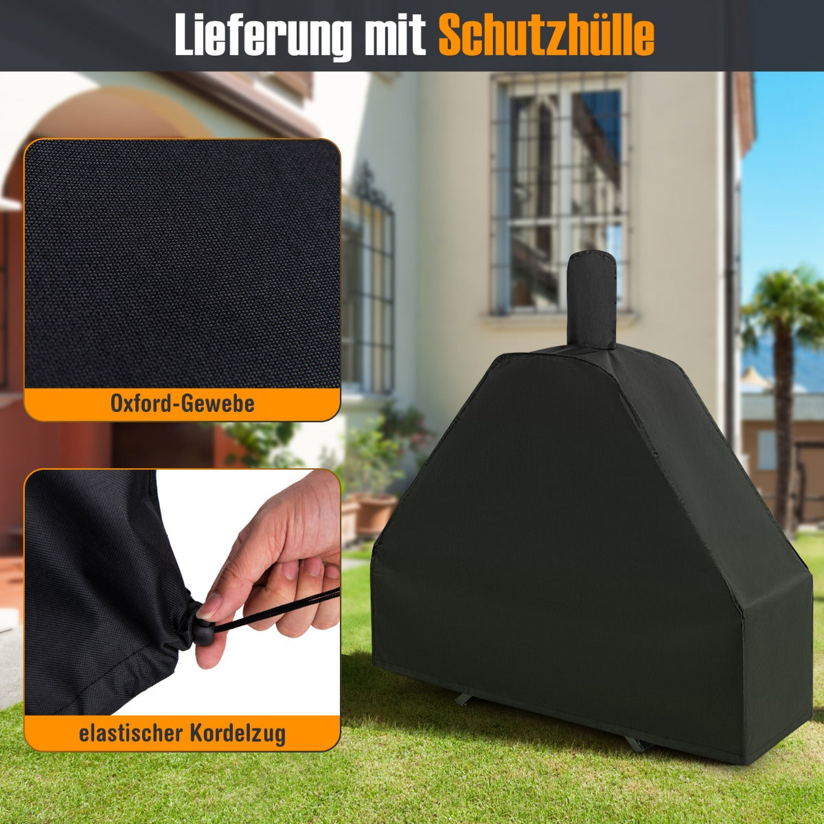 Pizzaofen Outdoor Pizzaofen mit Seitenablagen Grillrost aus Edelstahl Pizzaschaufel für Garten