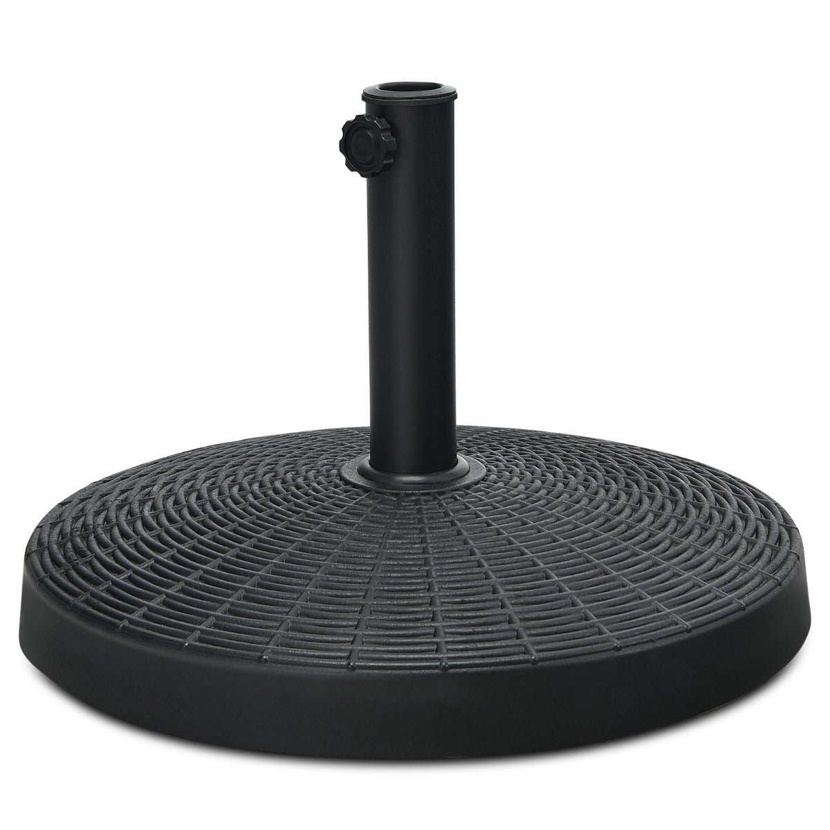 Sonnenschirmständer 22 kg Schirmständer aus Kunstharz in Rattanoptik 52 x 36 cm Schwarz