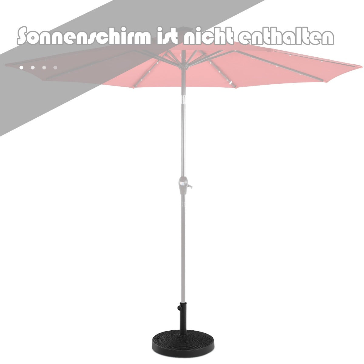 Sonnenschirmständer 22 kg Schirmständer aus Kunstharz in Rattanoptik 52 x 36 cm Schwarz