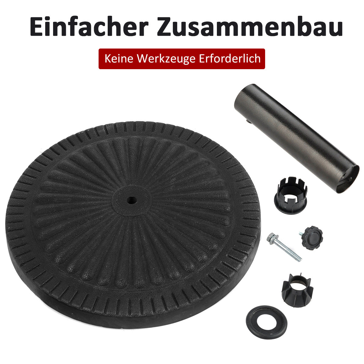 49cm Sonnenschirmständer Robuster Runder Schirmhalter mit Feststellknopf Dicke Eisenstange