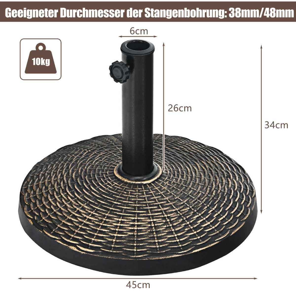 Sonnenschirmständer aus Kunstharz mit 46 cm Durchmesser Bronze