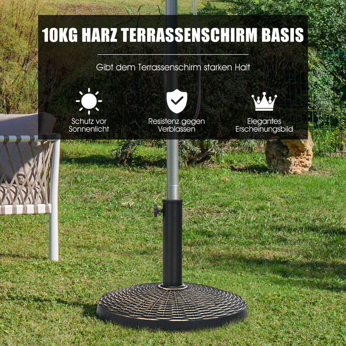 Sonnenschirmständer aus Kunstharz mit 46 cm Durchmesser Bronze